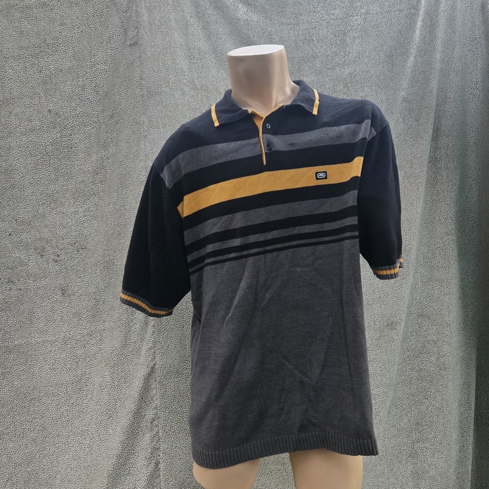 Ecko Unlimited Black and Gray Polo with‎ Yellow Accents